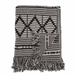 Bloomingville Gutte Plaid, Noir, Coton recyclé