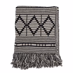Bloomingville Gutte Plaid, Noir, Coton recyclé