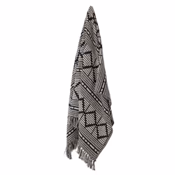 Bloomingville Gutte Plaid, Noir, Coton recyclé