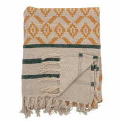 Bloomingville 82049737 plaid 130 x 160 cm Acrylique, Coton, Polyester, Viscose Beige, Vert, Jaune