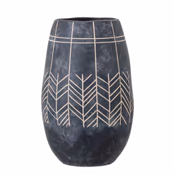 Bloomingville Mahi, Vase rond, Vitrocéramique, Noir, 250 mm, 160 mm, 160 mm