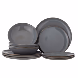 Bloomingville 82068324, 4 personne(s), Grès, Gris, Sandrine, 12 pièce(s), 4 assiettes (D28,5 cm), 4 assiettes (D22 cm) et 4 b ...