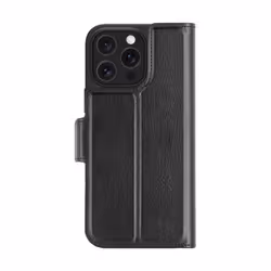 Étui Folio - DBRAMANTE1928 - iPhone 16 Pro Max - Cuir Noir - Emplacement de Cartes - Fonction Stand