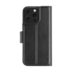 Étui Folio - DBRAMANTE1928 - iPhone 16 Pro Max - Cuir Noir - Emplacement de Cartes - Fonction Stand