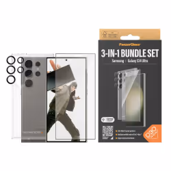 PanzerGlass 3-in-1 Bundle Glas, Case, Cam, Samsung, Samsung - Galaxy S 2024 Ultra, Application à sec, Résistant aux rayures, ...