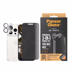 PanzerGlass Privacy 3-in-1-Pack iPhone 2023 6.1 Pro Protection d'écran transparent Apple 1 pièce