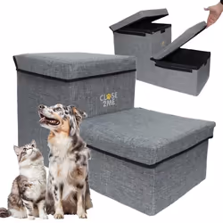 Close2Me - PetStair Deluxe - Escalier pour Animaux avec Rangement - Pour Chats & Petits Chiens jusqu’à 15 kg