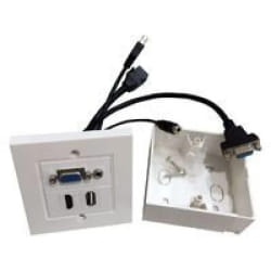 Vivolink WI221293 prise de courant HDMI + VGA + USB A + 3.5mm Blanc