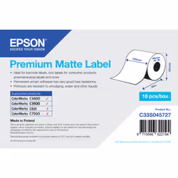 Epson Premium Matte Label - Continuous Roll: 105mm x 35m, Blanc, Imprimante d'étiquette adhésive, Étiquette en continu, Acryl ...
