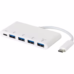 eSTUFF USB-C Charging hub, USB 3.2 Gen 1 (3.1 Gen 1) Type-C, USB 3.2 Gen 1 (3.1 Gen 1) Type-A, 5000 Mbit/s, Blanc, Synthétiqu ...