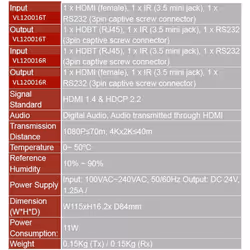 Vivolink VL120016T extension audio/video Émetteur AV Noir