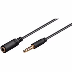 Microconnect AUDLG1,5G, 3,5mm, Mâle, 3,5mm, Femelle, 1,5 m, Noir