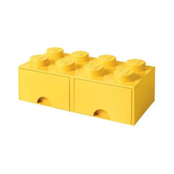 Boîte de rangement - LEGO - 40061732 - 8 plots - 2 tiroirs - Plastique Jaune - H18 x 25 x 50 cm
