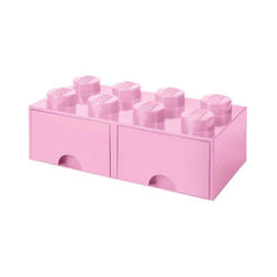 Boîte de rangement - LEGO - Brique 8 - Rose clair - 2 tiroirs - Empilable
