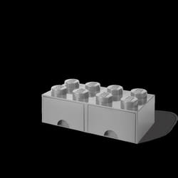 Boîte de rangement - LEGO - Brick 8 - 2 tiroirs - Empilable - Gris pierre