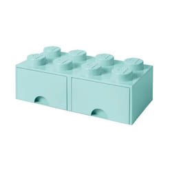 LEGO - Boite De Rangement Brique Bleu Clair/Vert DEau 2 Tiroirs Et 8 Tenons