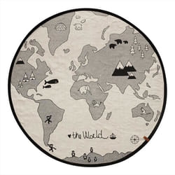 OYOY 1100502 tapis de sol Intérieure Rond Coton Noir, Gris