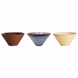 OYOY L300693, Ensemble de bols, Rond, Grès, Terre cuite, Beige, Bleu, Terre cuite, Personnel, 110 mm