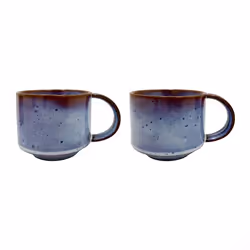 OYOY Yuka, Régler, 0,27 L, Bleu, Marron, Tasse, 2 pièce(s), 80 mm