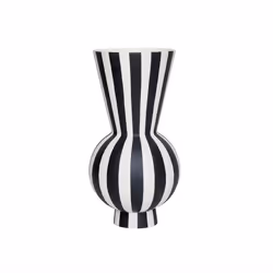 OYOY L301173, Vase rond, Grès, Noir, Blanc, Mat, Table, Intérieure