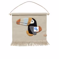 OYOY Toucan, Rond, Noir, Bleu, Marron, Gris, Naturel, Blanc, Image, Coton, Laine, Intérieure