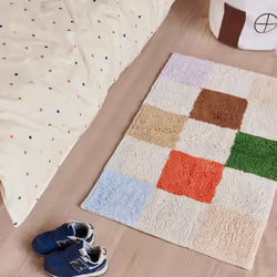 OYOY Chess Rug Tapis pour salle de jeux Multicolore Coton Rectangulaire - Vue supplémentaire 2