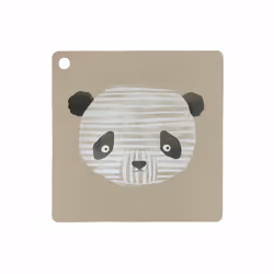 OYOY Lun Lun, Carré, Noir, Gris, Blanc, Image, Silicone, Motif animal, Panda