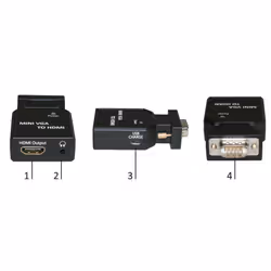 Microconnect MC-CONMVGAHM, HDMI, Mini-VGA (D-Sub), Femelle, 640 x 480 (VGA), Noir, FCC, CE
