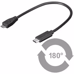 Microconnect Micro USB B/USB C, 0.2 m, 0,2 m, Micro-USB B, USB C, USB 2.0, Mâle/Mâle, Noir