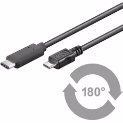 Microconnect USB C/Micro USB B, 1 m, 1 m, USB C, Micro-USB B, USB 2.0, Mâle/Mâle, Noir