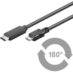 Microconnect USB C/Micro USB B, 1 m câble USB USB 2.0 Micro-USB B Noir