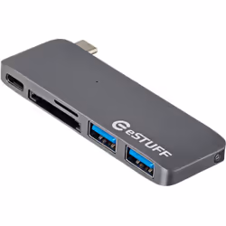 eSTUFF ES84121-GREY, USB 3.2 Gen 1 (3.1 Gen 1) Type-C, Gris, MicroSD (TransFlash), USB 3.2 Gen 1 (3.1 Gen 1) Type-A, Aluminiu ...
