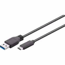 Microconnect USB3.1CA2, 2 m, USB C, USB A, USB 3.2 Gen 1 (3.1 Gen 1), 5000 Mbit/s, Noir
