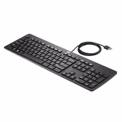 HP USB Business Slim Keyboard, Taille réelle (100 %), Avec fil, USB, QWERTY, Noir