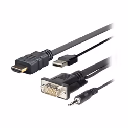 Vivolink PROHDMIMVGA1, 1 m, HDMI+VGA+USB+3.5mm, HDMI+VGA (D-Sub) +USB+3.5mm, Mâle, Mâle, Droit