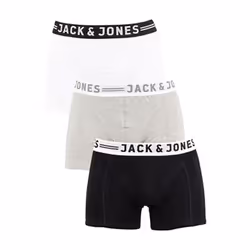 Jack &amp; Jones Pack de 3 boxers, Caleçons, Short Boxer, Mâle, Noir, Blanc, Gris, L, Monochromatique