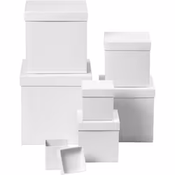 Creativ Company Boîtes carrées, Boîte de rangement, Blanc, Rectangulaire, Carton, Monochromatique