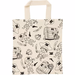 Creativ Company Sac fourre-tout, Sac fourre-tout, Noir, Naturel, Coton, Image, Pirates