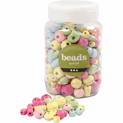 Creativ Company 684690, Bois, Bleu clair, Vert clair, Rose, Jaune, Mélange de perles