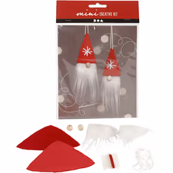 Creativ Company Mini kit créatif, h: 11 cm, , 2pièces, Décoration de noël traditionnelle, Velours, Bois, Rouge, Blanc, 2 pièc ...