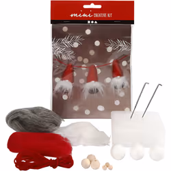 Creativ Company Mini kit créatif, h: 6 cm, , 3pièces, Décoration de noël traditionnelle, Velours, Bois, Laine, Gris, Rouge, 3 ...