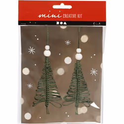 Creativ Company Mini kit créatif, h: 11 cm, , 2pièces, Décoration de noël traditionnelle, Coton, Bois, Vert, 2 pièce(s), 110  ...