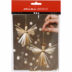 Creativ Company Mini kit créatif, h: 8 cm, , 2pièces, Décoration de noël traditionnelle, Paille, Or, 2 pièce(s), 80 mm