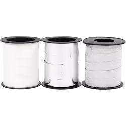 Creativ Company 202412, Ruban cadeau, Argent, Blanc, Monochromatique, 15 m, 3 pièce(s)