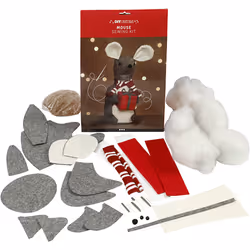 Creativ Company Souris de Noël, h: 30 cm, , 1Pq., Décoration de noël traditionnelle, Carton, Feutrine, Polyester, Bois, Noir, ...