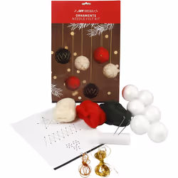 Creativ Company Boules de Noël, d: 6 cm, , 6pièces, Boules de décoration de noël, Polymousse, Laine, Vert, Rouge, Blanc, 6 pi ...