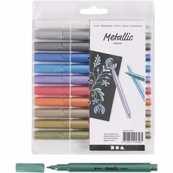 Creativ Company 37376, 12 pièce(s), Métallique, Multicolore, Couleurs assorties, 2 mm, 4 mm, Encre à base d'eau