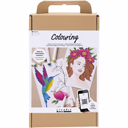 Creativ Company Kit de démarrage DIY Coloriage, Kit de coloriage pour enfants, Blanc