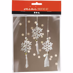 Creativ Company Mini Kit DIY Crochet, Décoration de noël en forme de flocon de neige, Coton, Blanc, 1 pièce(s)