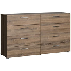 TYHJA Commode 8 tiroirs - Chene Truffe - L 140 x P 40 x H 82 cm